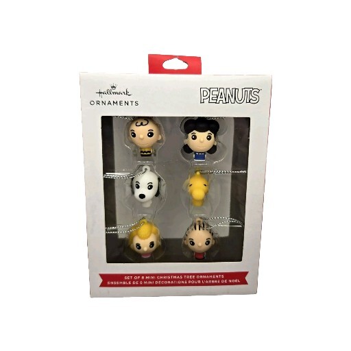 Hallmark Ornaments PEANUTS Set Of 6 Mini Figures SNOOPY/CHARLIE/WOODSTOCK