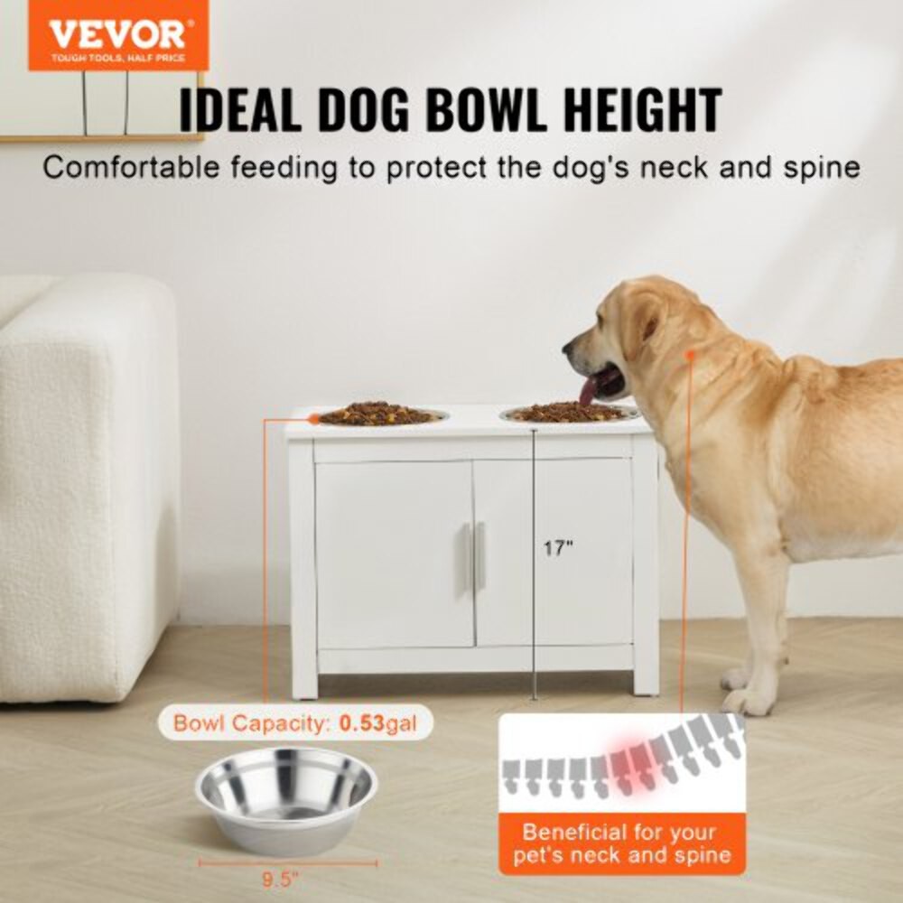 Pet Feeding Station with 2 Stainless Steel Bowls Elevated Dog Bowls with 2
