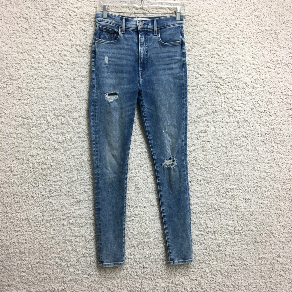 Aritzia Denim Forum Jeans 27 Womens Blue The Lola High Rise Skinny Distressed
