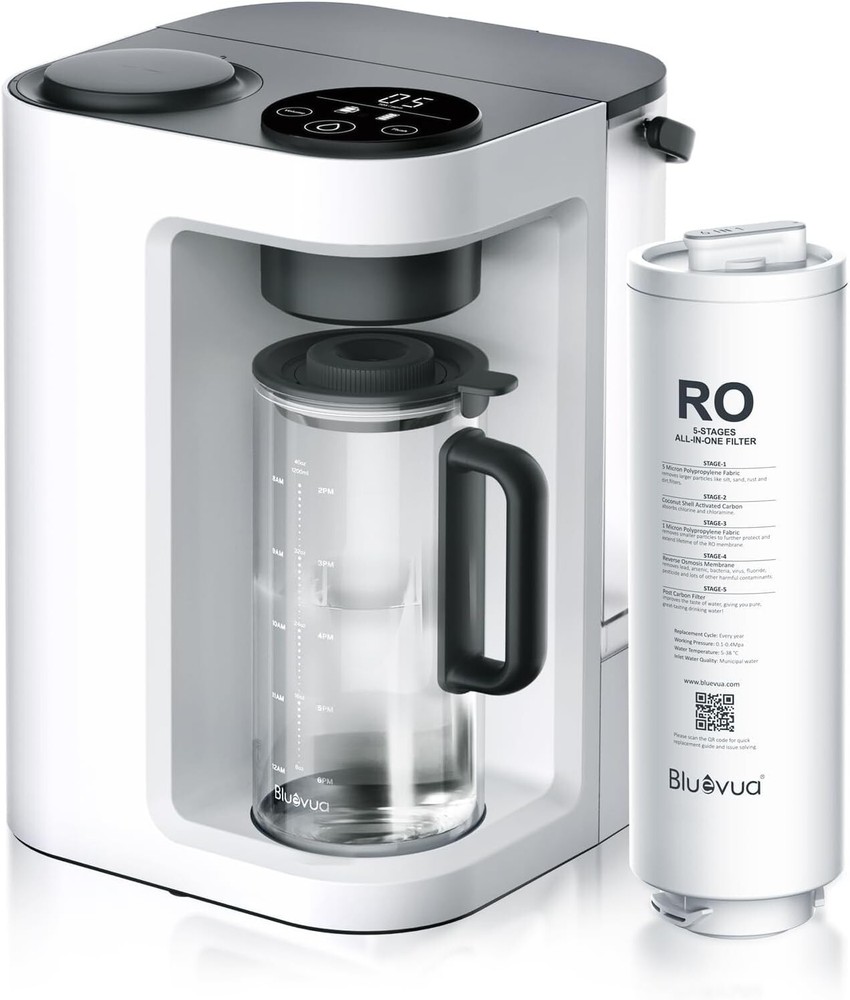 Premium Portable Water Filter System with Fruit-Infused Recipes & Glass Carafe