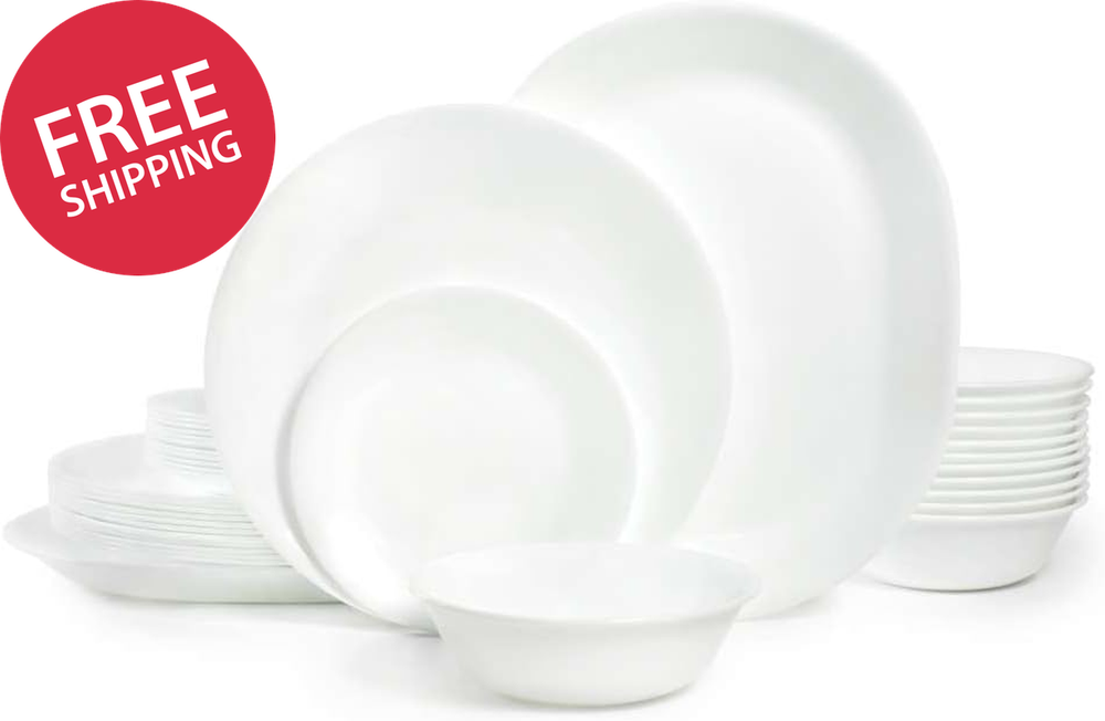 Vitrelle 38-Piece Service for 12 Dinnerware Set, Triple Layer Glass and Chip Res