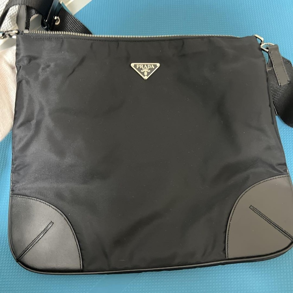 Prada Black Nylon Leather Shoulder Bag Excellent Condition From Japan