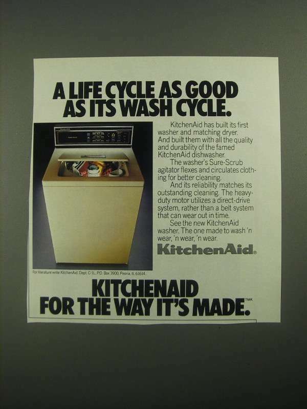 1987 KitchenAid Washer Ad - A Life Cycle As Good As Its Wash Cycle