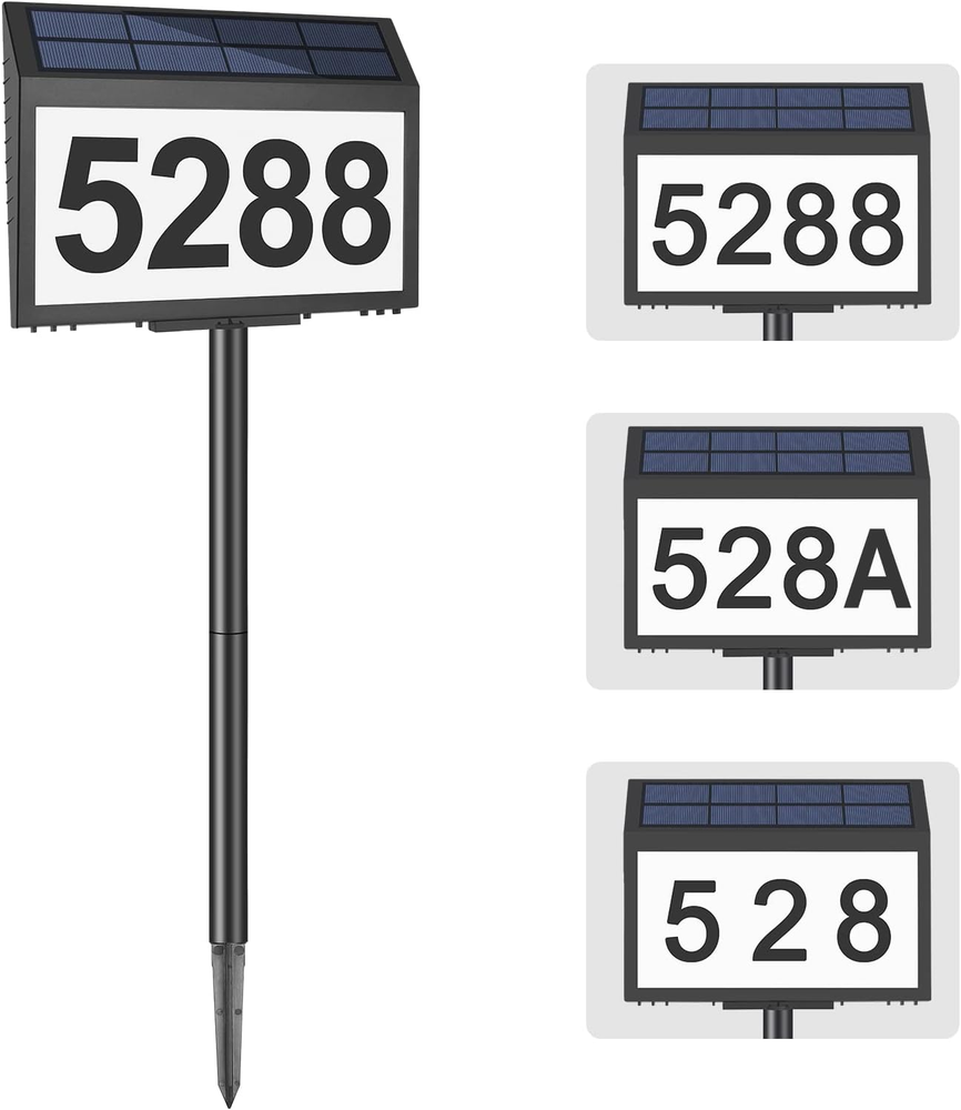 Solar House Numbers for outside Light Up, LED Illuminated Home Number Address Si