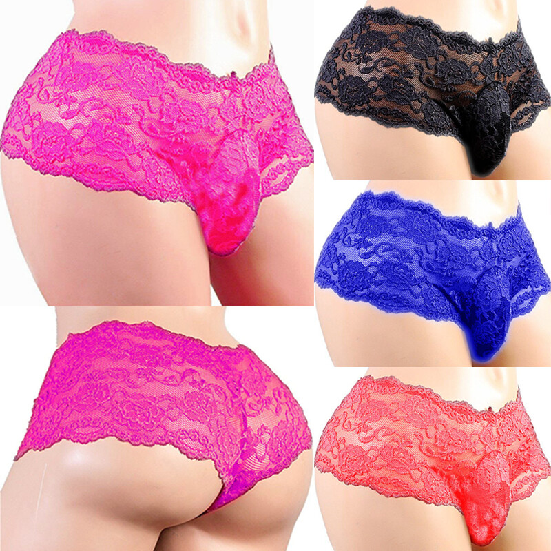 Men Sissy Thongs Lingerie Underwear Sexy Panties G-String Lace Brief Underpants