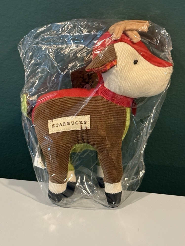 Starbucks 2008 Christmas Plush Reindeer Stuffed Animal 6 Inch Patchwork Deer