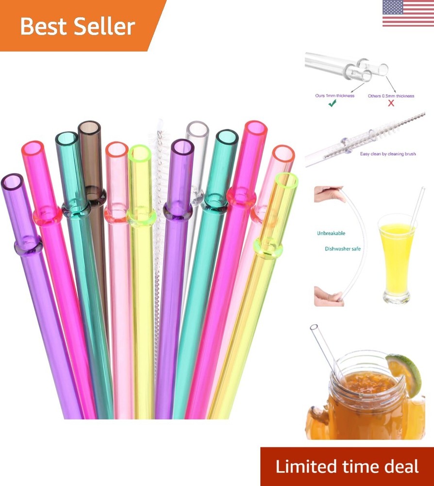 12-Inch Eco Reusable Straws for Mason Jars in 7 Colors