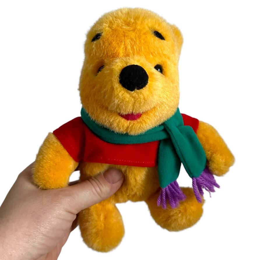 Winnie the Pooh With Scarf Plush Stuffed Animal Vintage Disney Mattel 1999