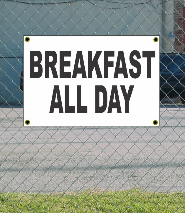 2x3 Breakfast All Day Black & White Banner Sign with Discount Pricing-image