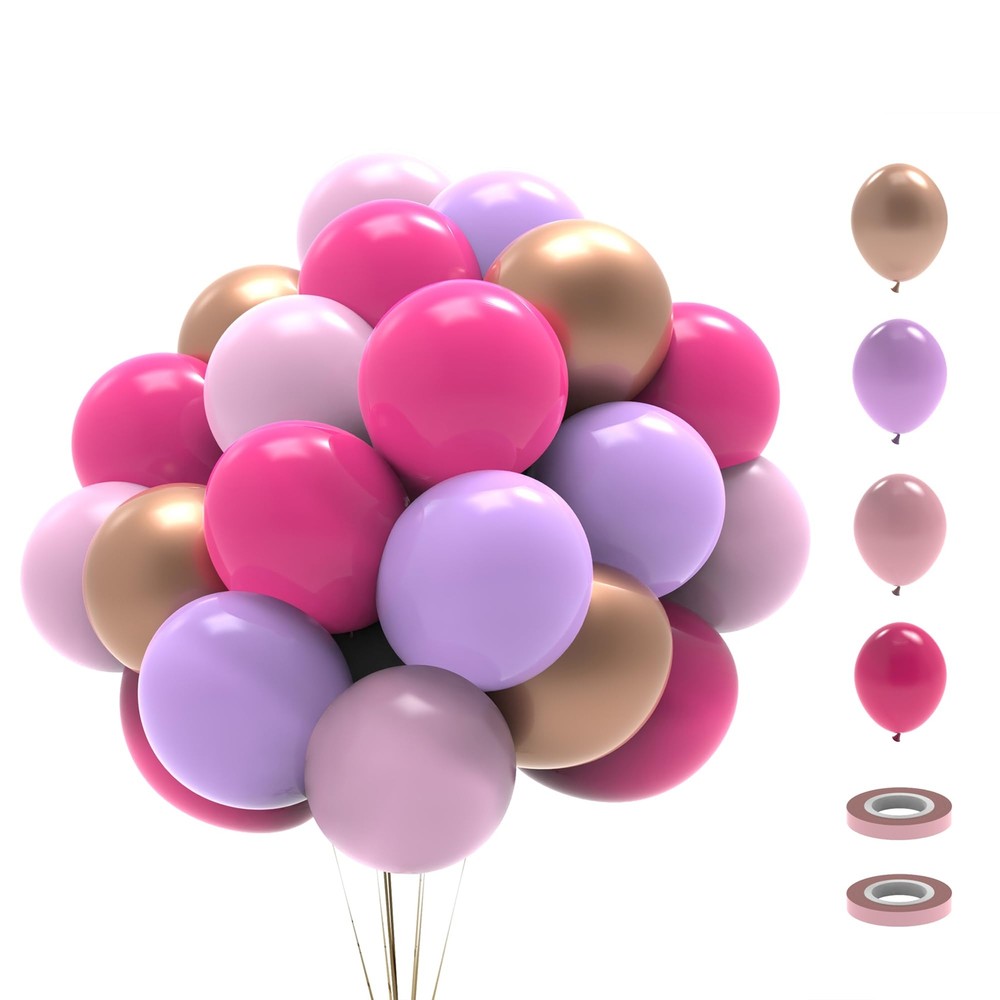 Coopeahen Pink and Purple Balloons KitPink Gold Balloons for Valentine's Day ...