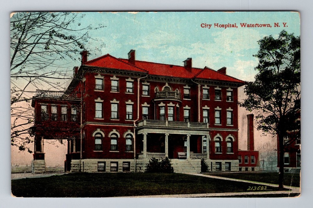 Vintage Watertown NY Panoramic City Hospital Postcard