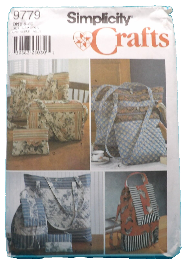 Simplicity Sewing Pattern Tote Bag Backpack Purse Cosmetic Bag   UNCUT