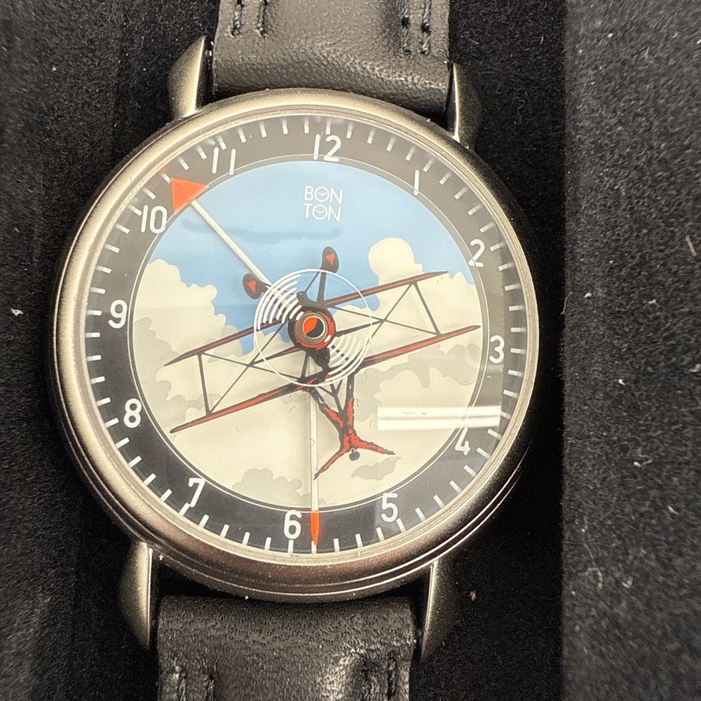 Vintage Bon Ton Plane 34mm Quartz Men's Watch Works Great See Video