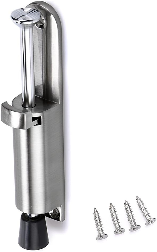 Kickdown Door Stop - Stainless Steel Easy Step Door Stopper Spring Loaded Tel