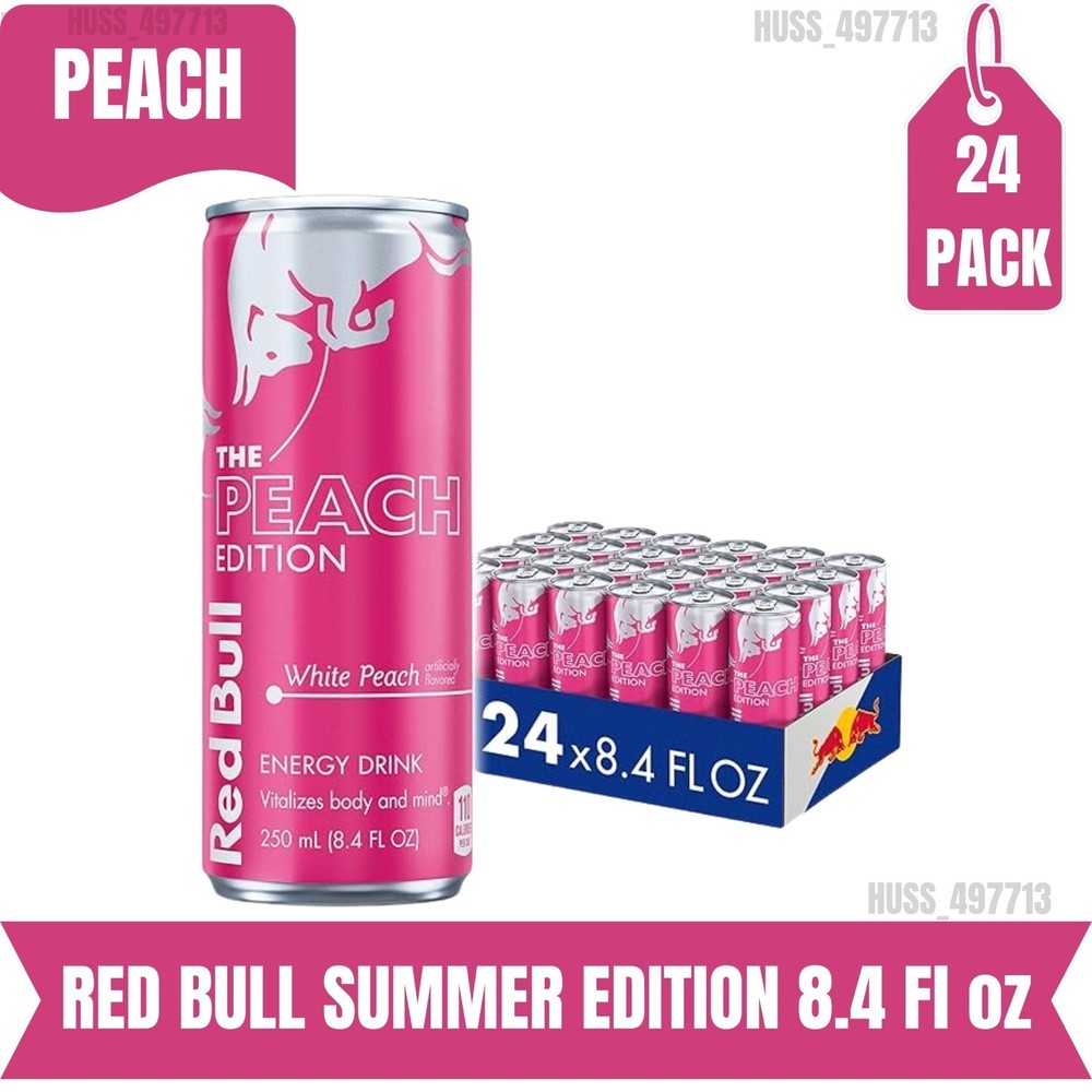 (24 Pack) Red Bull Summer Edition White Peach Energy Drink, 8.4 fl Oz