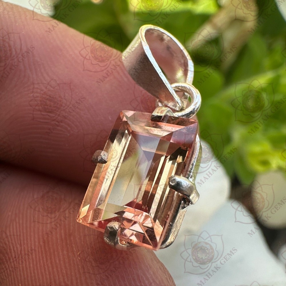 8.65 CT Natural Padparadscha Sapphire 925 Silver Handmade Pendant