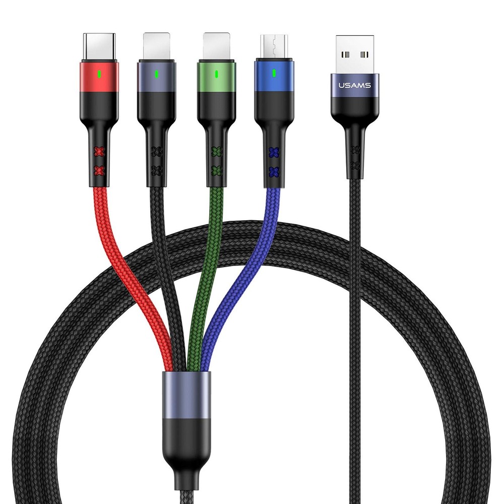 2-Pack 10ft Nylon Braided 4-in-1 USB Charging Cable Fast Charge Cord