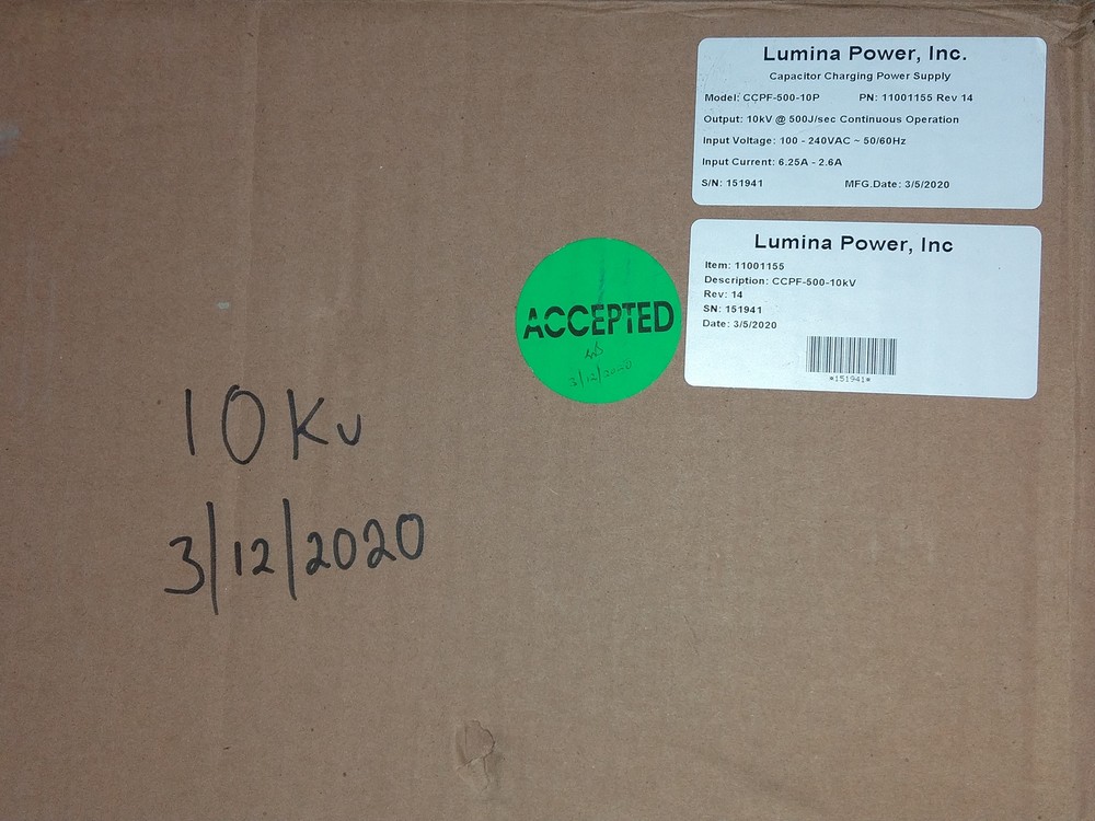 NEW IN BOX Lumina Power Capacitor Charging Power Supply CCPF-500-10P