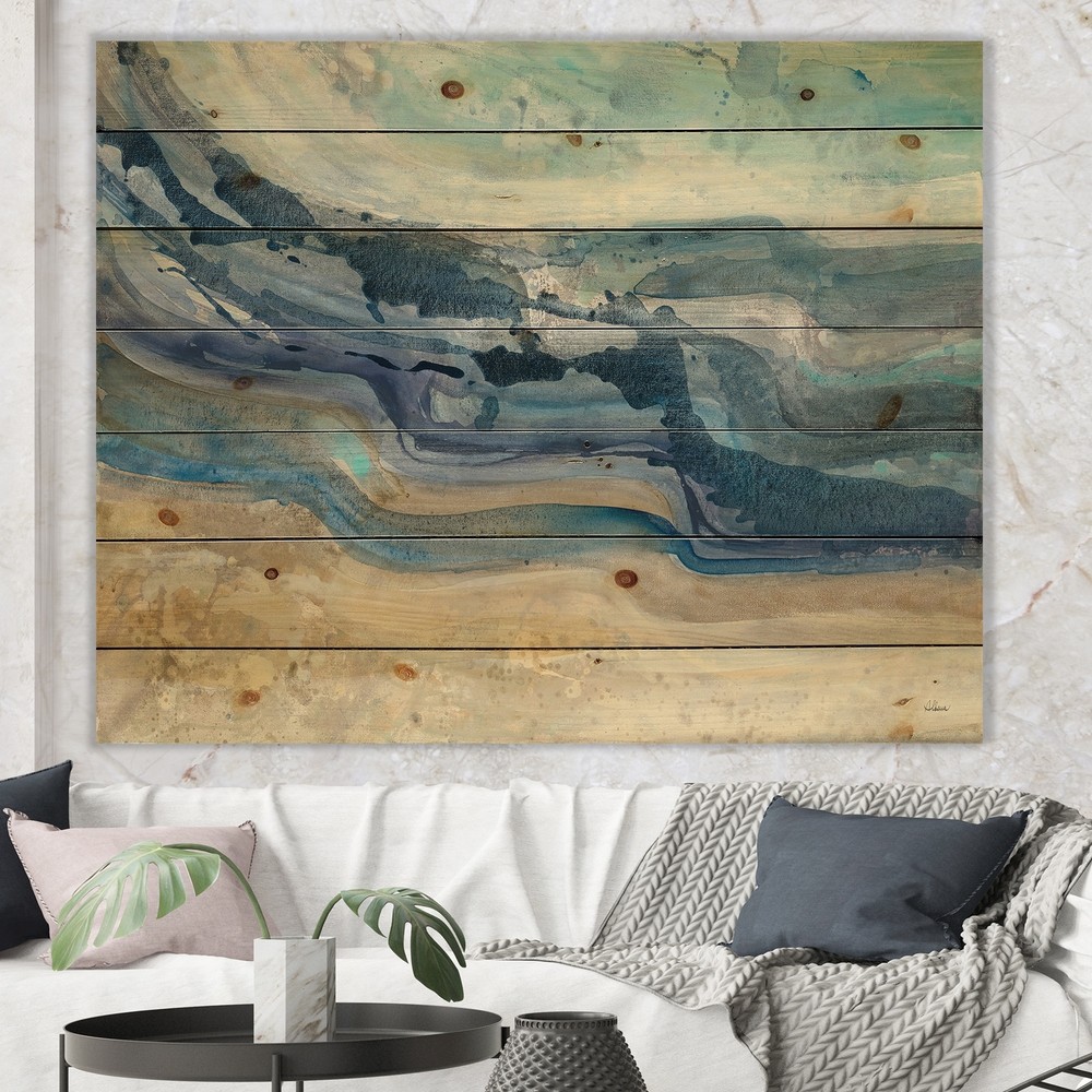 Designart 'Coast Blue Sea Waves Watercolour' Modern  Small