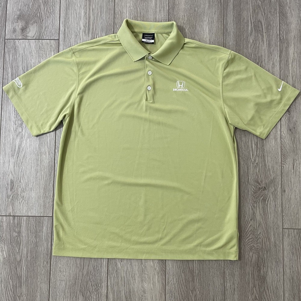 Nike Golf Mens Dri-Fit Green Honda Embroidered Short Sleeve Polo Shirt Size L