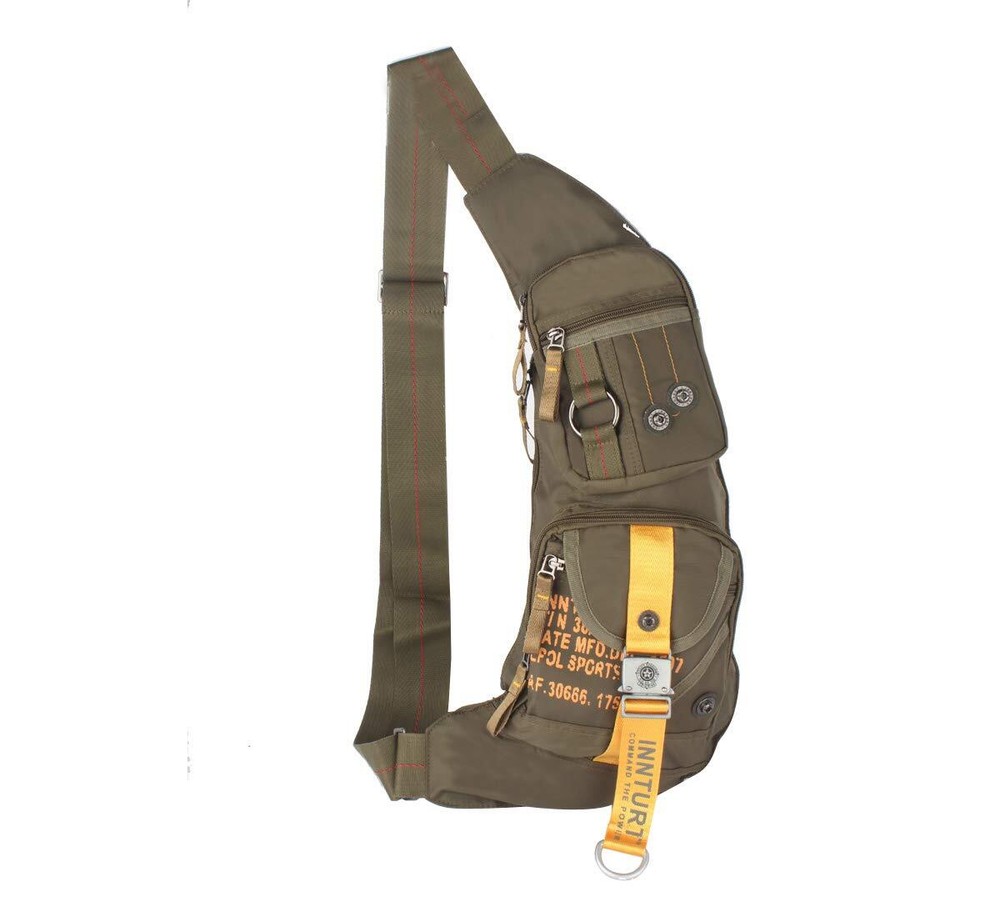 Nylon Sling Chest Bag Daypack Bicycle Travel Gym Backpack Large Army Green