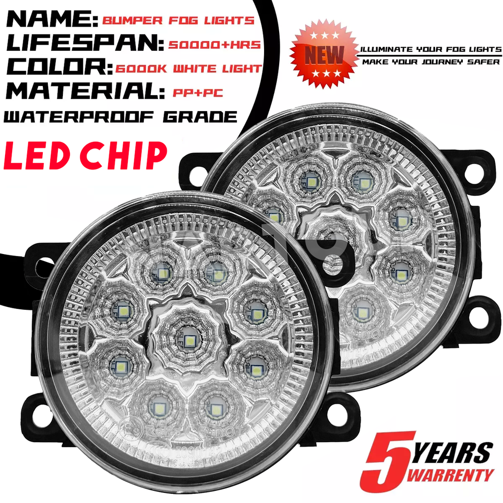 Pair LED Front Bumper White Fog Lights Lamp Bulbs For 2015-2018 Jeep Renegade