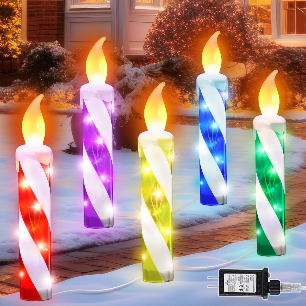 Рождественские декоративные свечи с подсветкой 5 шт., 23 дюйма водонепроницаемые рождественские