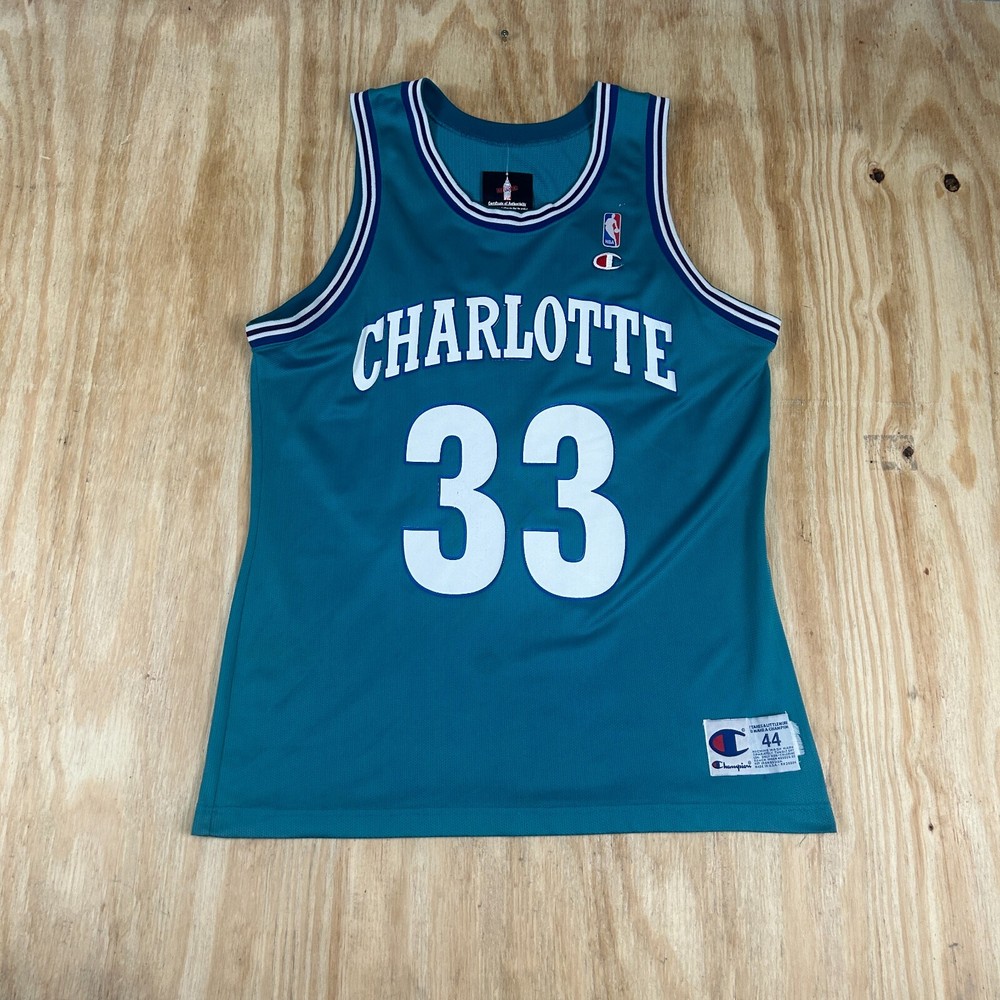 Vintage Champion Charlotte Hornets Alonzo Mourning #33 Jersey Men's 44 Blue 90's