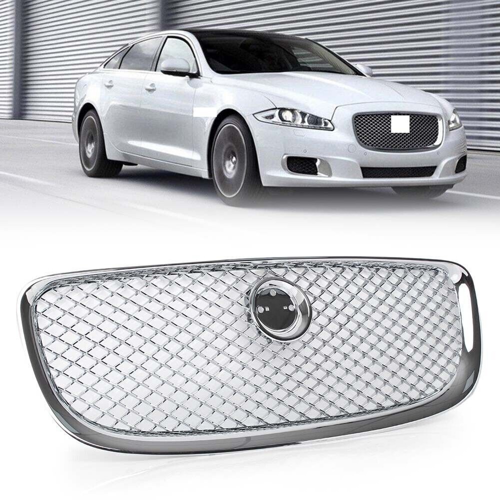 Front Grille Upper Mesh Grill Chrome Fit Jaguar XJ 2010-2015 11 12 13 14 Car