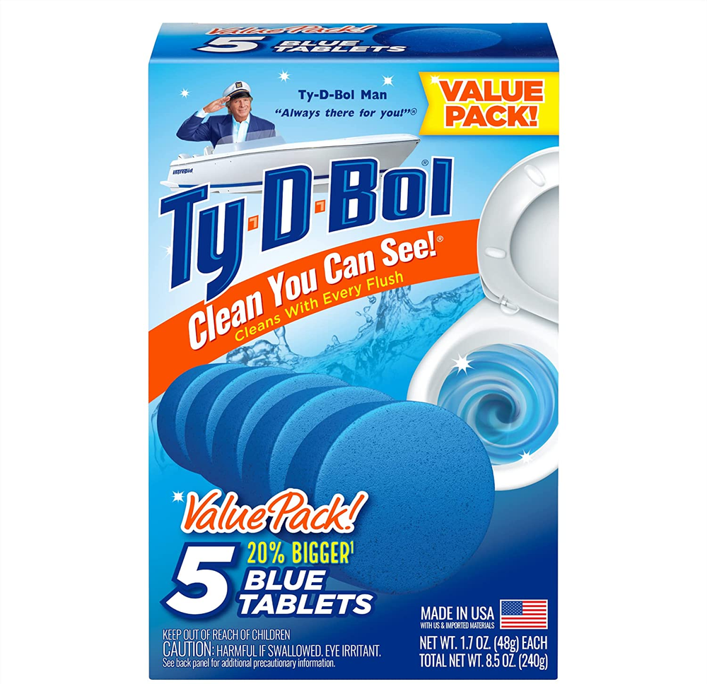 Blue Tablets Value 5 Pack, Cleans and Deodorizer Toilets for a Fresh Smelling Ba