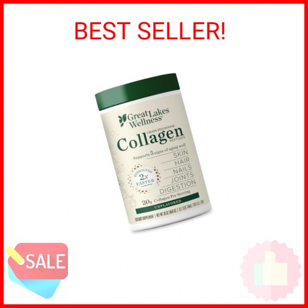 Great Lakes Wellness Collagen Peptides Powder for Skin Hair Nails Joints Digestion Support