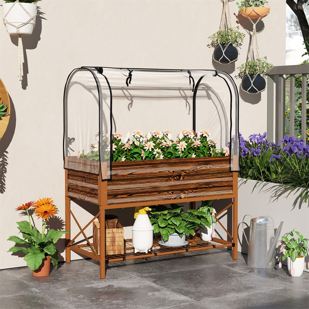 Galvanized Metal Garden Bed Planter Raised Flower Vegetable Container Box