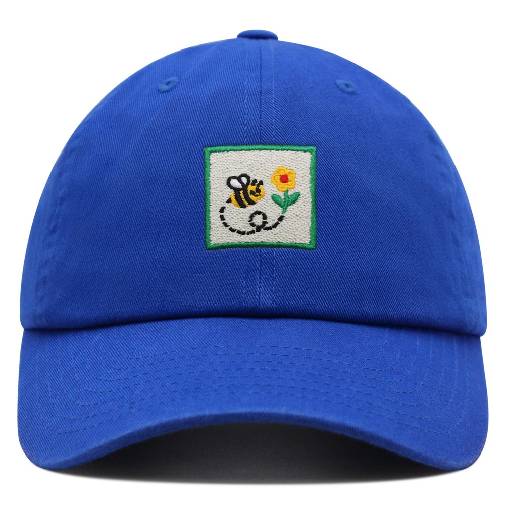 JPAK Bee & Flower Premium Dad Hat Embroidered Cotton Adjustable Floral Garden