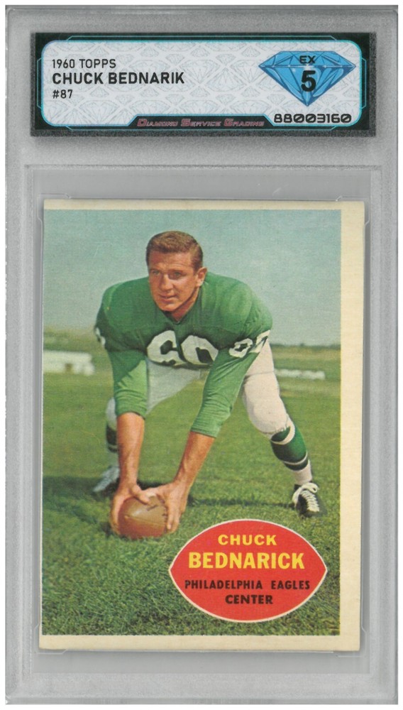 1960 Topps Chuck Bednarik #87 Error Card Misspelled as Bednarick