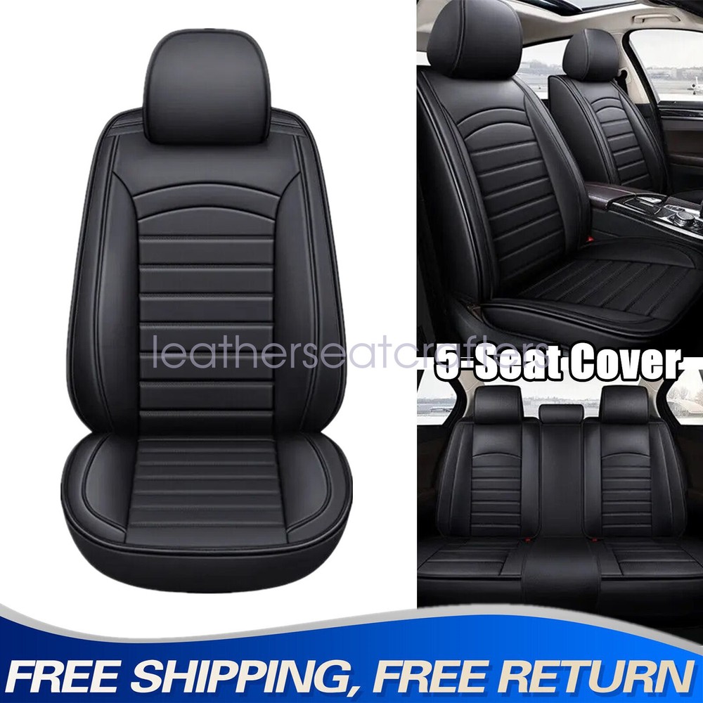 Car Full Set 5-Sits Front & Rear PU Leather Seat Cover Black For Acura TLX TSX