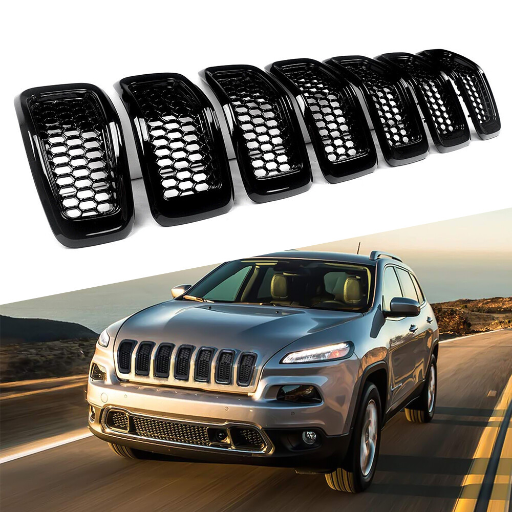 For 2014-2018 Jeep Cherokee Gloss Black Front Grille Insert Honeycomb Mesh Grill