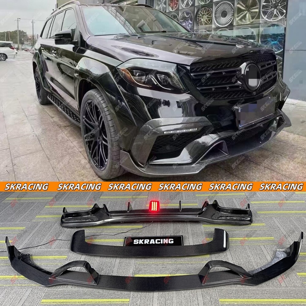 Carbon Fiber Rear Diffuser Front Lip Spoiler Wing Fits 17-19 Benz GLS63 GLS X166