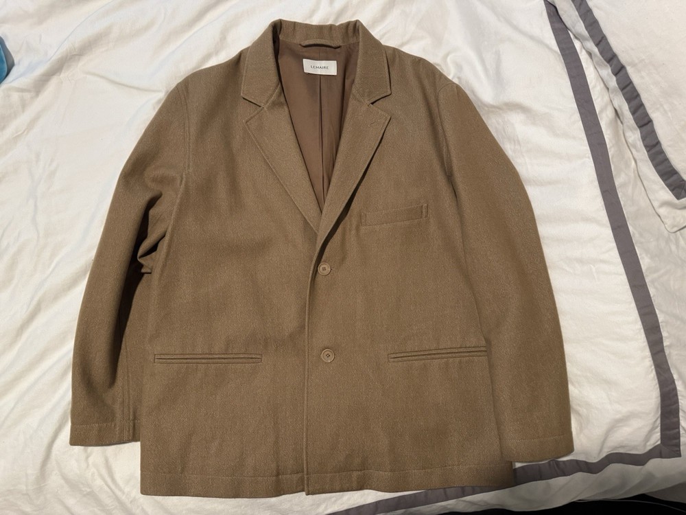 Authentic Lemaire Men’s Single Breasted Relaxed Work Jacket - Beige EU 48 Large