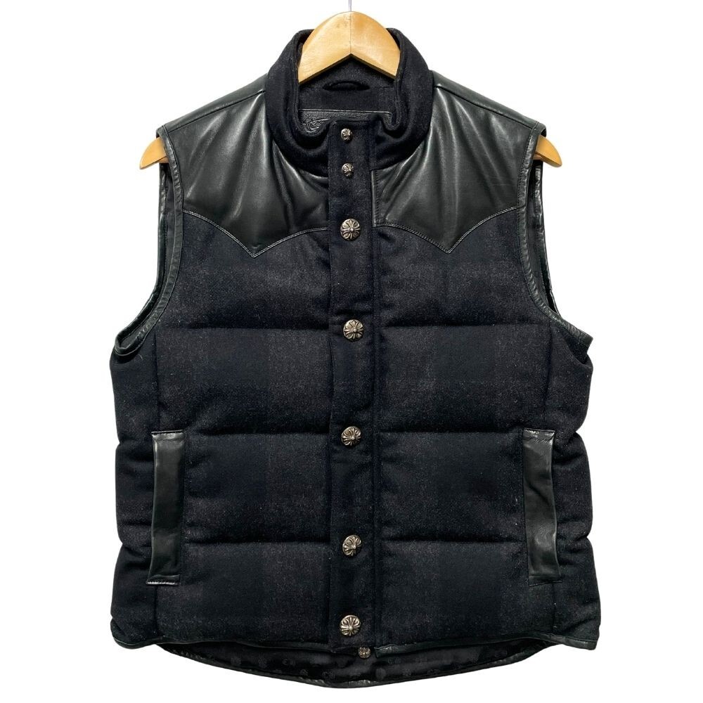 Chrome Hearts Wool Down Vest with Leather Switching Black S #739