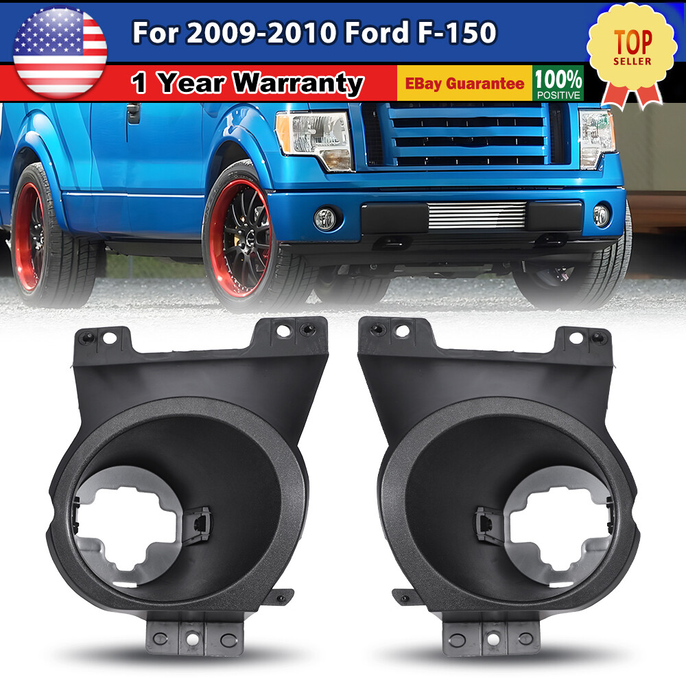 Pair for 2009-2010 Ford F-150 Fog Lights Bracket Black Cover Bezel Assembly
