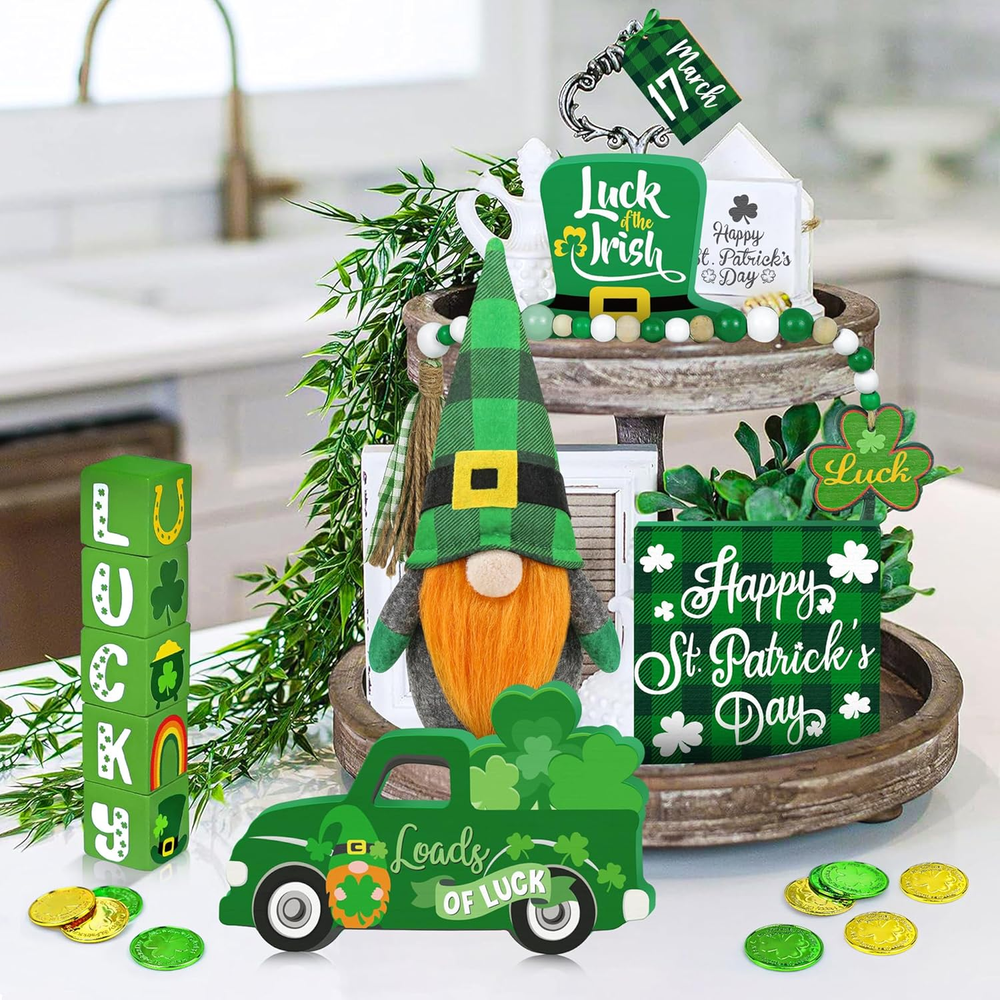 12 Pcs St Patricks Day Tiered Tray Decor Table Mantel Shelf Desk Saint Patricks