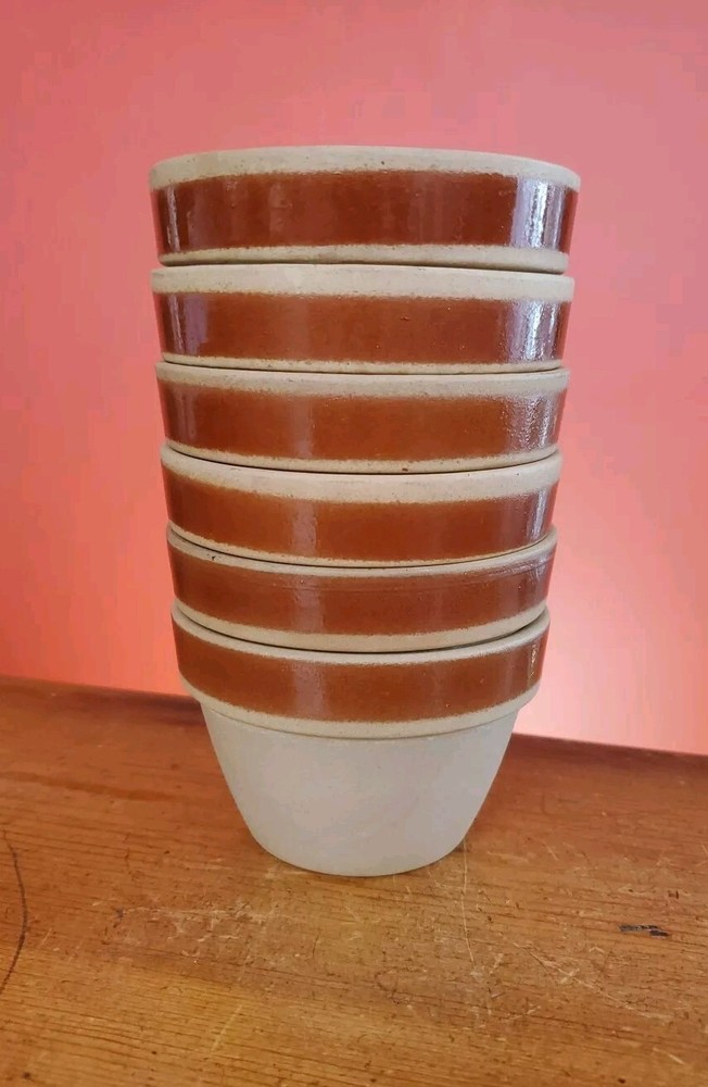 6 GRES De Gien France Vintage Sandstone cooking Bowls 4