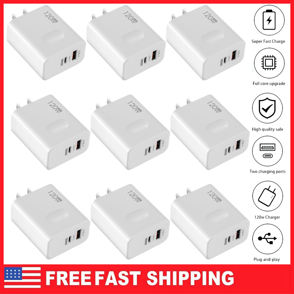 120W USB-C Fast Charger for iPhone 14 13 12 11 - Wall Adapter