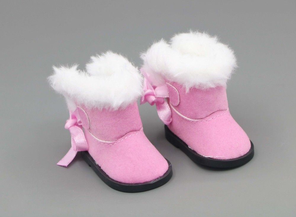 Pink tie boots made for 14.5'' American Girl Wellie Wishers Doll shoes