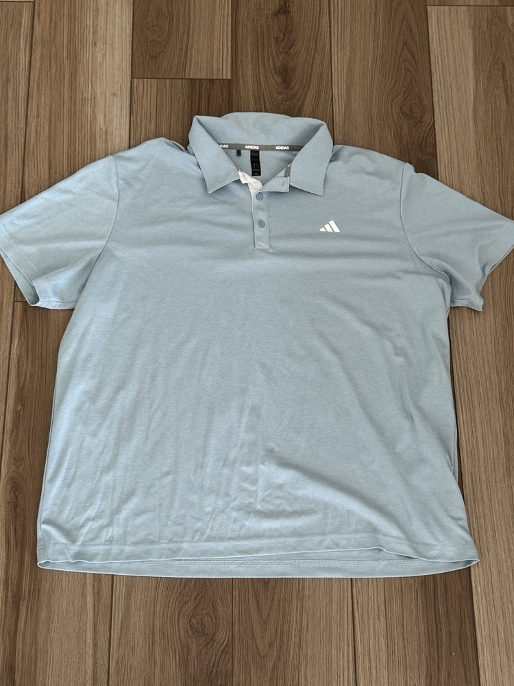 Adidas Golf Polo Shirt Heather Blue Stretch Performance Lightweight Men’s 2XL