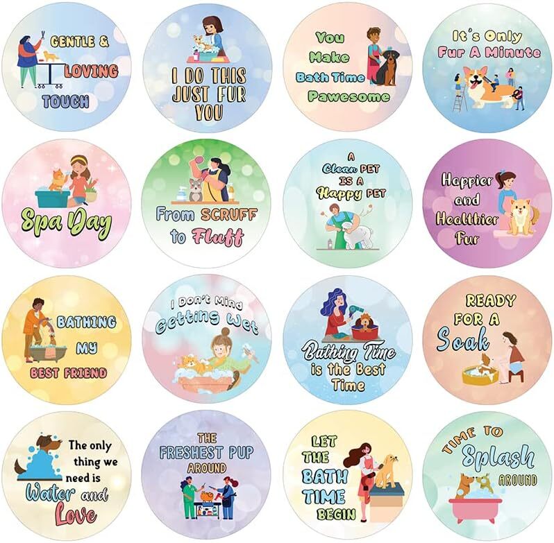 Pet Grooming Stickers (20 Sets X 16 Designs)