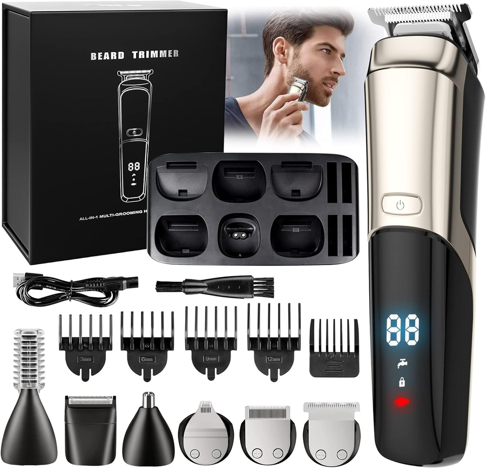 Beard Trimmer, Cordless Hair Clippers for Men Body Hair Trimmer, Mustache Nose F
