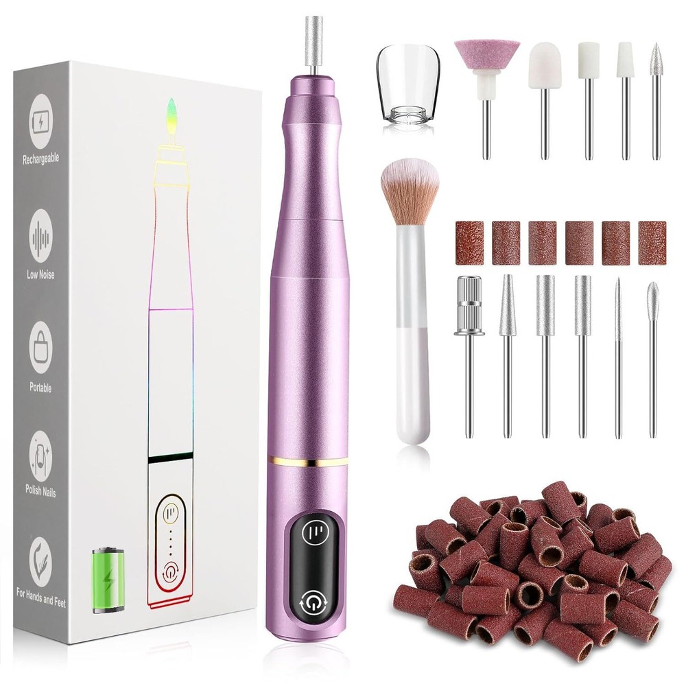 Professional Purple Cordless Rechargeable Nail Drill Efile Kit