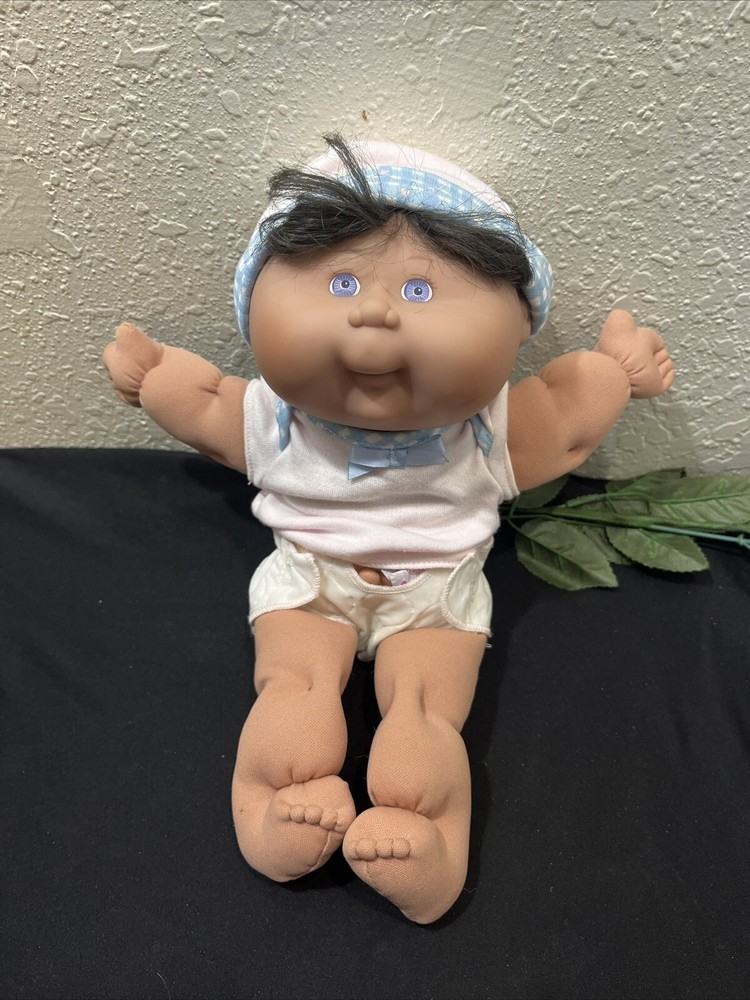Cabbage Patch Kid 12” Preemie Girl Blue Eyes-Black Tuft hair- Diaper Cap Bandaid