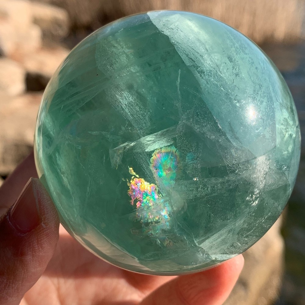 Natural Green Fluorite Crystal Sphere 588g for Reiki Energy Healing